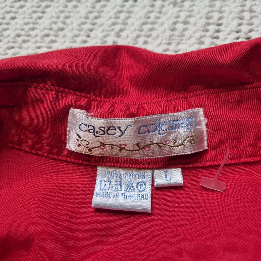 VTG Casey Coleman Shirt Womens L Red Sushi Roll Chopsticks Embroidered Novelty - Picture 4 of 8